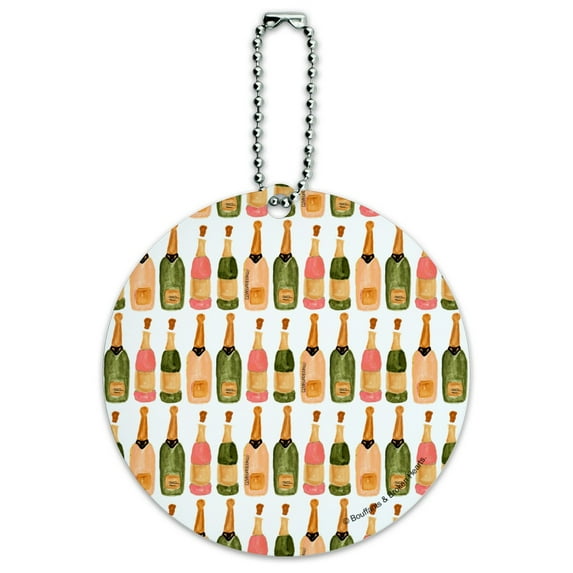 Classy Champagne Celebration Pattern Round Luggage ID Tag Card Suitcase Carry-On