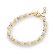 CRYSTAL DREAM Classy Child/Baby Bracelet With Austrian Iridescent White Pearls, 14kt Gold Filled Beads (B2121-W/P)