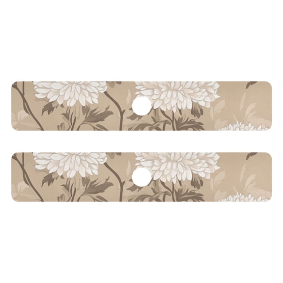 Classy Chrysanthemum Pattern on Beige Background Kitchen Sink Splash Guard, Silicone Sink Faucet Mat Dry Out the Kitchen Bathroom