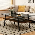 thumbnail image 1 of Classy Coffee Table With Gray Tempered Glass And Metal Frame Structure Top Dependable Legs, 1 of 6