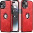thumbnail image 1 of Classy Design Luxury Leather Phone Case for iPhone 15 Non-Slip Grip Full Body Ultra Slim Protective Case (2023,6.1”) (Red), 1 of 11