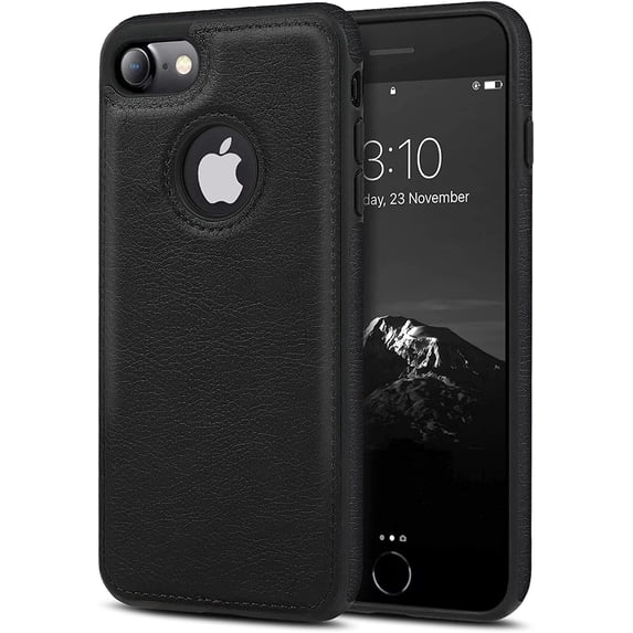 Classy Design Luxury Leather Phone Case for iPhone 7 & iPhone 8 & iPhone SE 2020 (2nd Generation) Non-Slip Grip Full Body Ultra Slim Protective Case 4.7 Inch (Black)