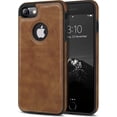 thumbnail image 1 of Classy Design Luxury Leather Phone Case for iPhone 7 & iPhone 8 & iPhone SE 2020 (2nd Generation) Non-Slip Grip Full Body Ultra Slim Protective Case 4.7 Inch (Brown), 1 of 11