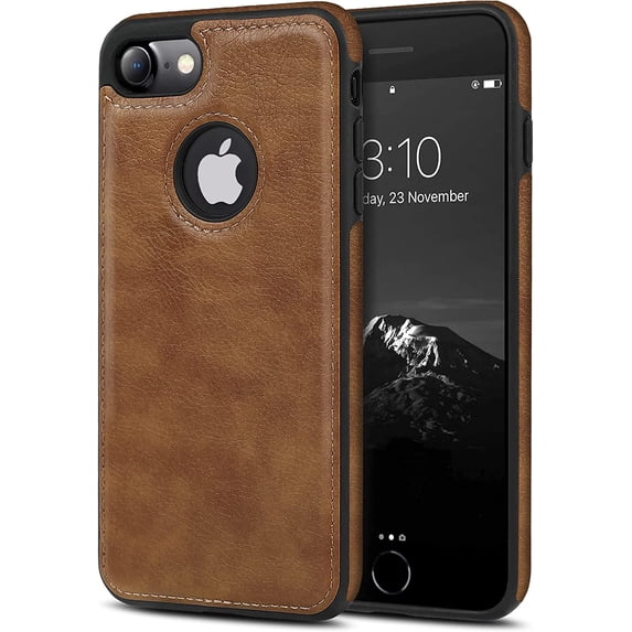 Classy Design Luxury Leather Phone Case for iPhone 7 & iPhone 8 & iPhone SE 2020 (2nd Generation) Non-Slip Grip Full Body Ultra Slim Protective Case 4.7 Inch (Brown)