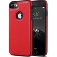 thumbnail image 1 of Classy Design Luxury Leather Phone Case for iPhone 7 & iPhone 8 & iPhone SE 2020 (2nd Generation) Non-Slip Grip Full Body Ultra Slim Protective Case 4.7 Inch (Red), 1 of 7