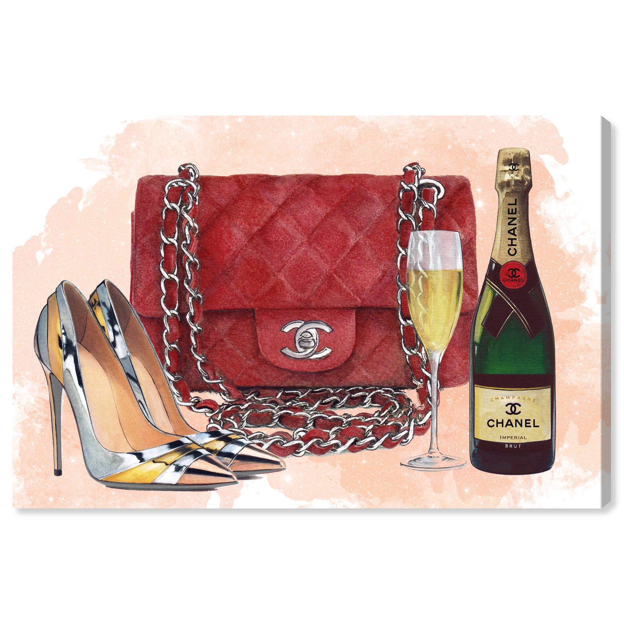 Glamorous Red and Gold Fashion Canvas Art 30" x 20"