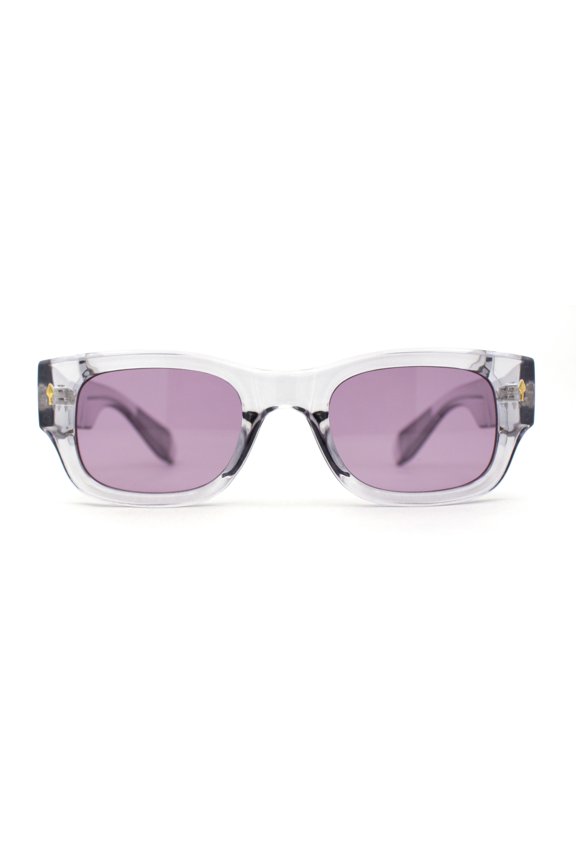 Classy Gentlemans Narrow Rectangle Thick Plastic Arm Sunglasses Slate - Purple