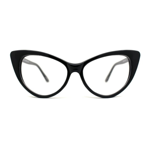Classy Iconic Gothic Cat Eye Clear Lens Plastic Eye Glasses Black