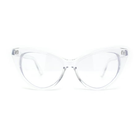 Classy Iconic Gothic Cat Eye Clear Lens Plastic Eye Glasses Clear