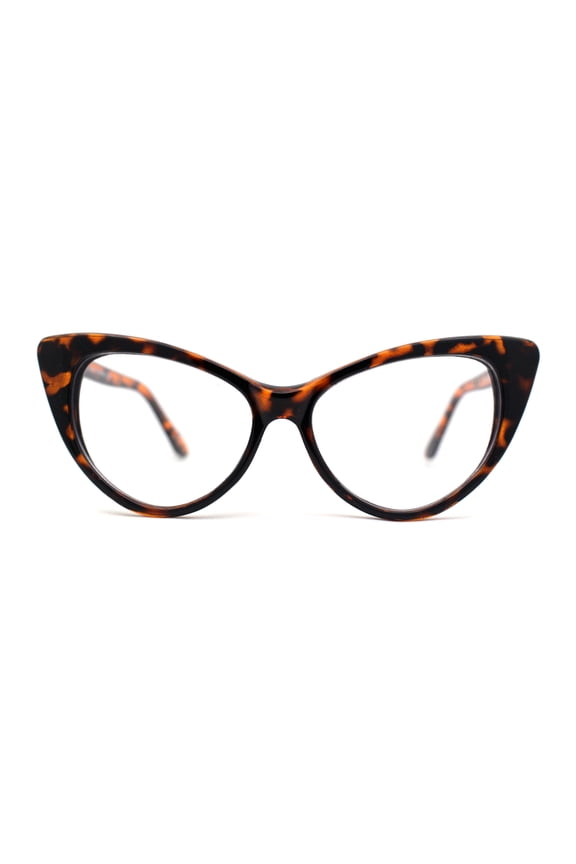 Classy Iconic Gothic Cat Eye Clear Lens Plastic Eye Glasses Tortoise