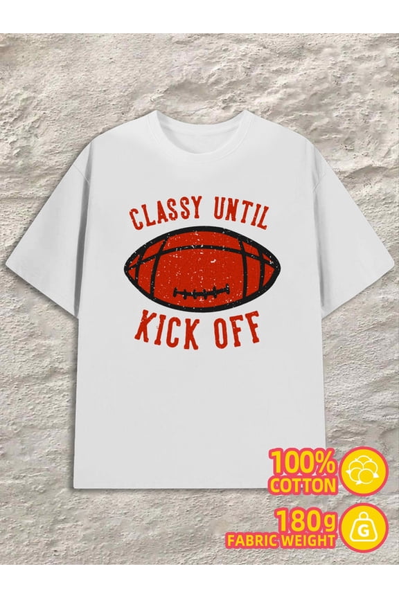 Classy Kick Off mens white 180G 100% Cotton Hip-hop street style Casual Unisex Shirt Graphic Tee tshirts Classic Unisex Shirt Short Sleeve tshirts Basic Unisex Shirt Cotton tshirts