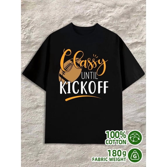 Classy Kickoff Tee for men 180G 100% Cotton black Basic Unisex Shirt Graphic Tee tshirts Casual Unisex Shirt Graphic tshirts Vintage Unisex Shirt Graphic tshirts