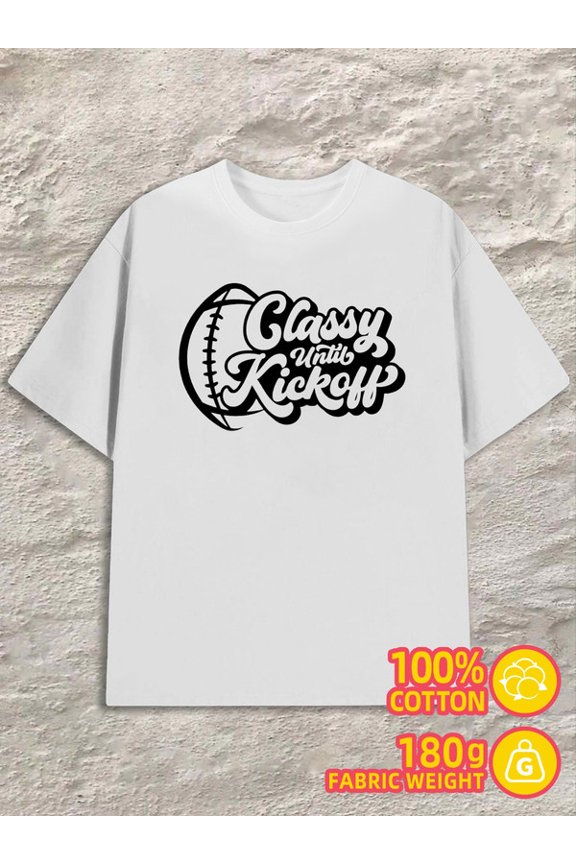 Classy Kickoff Tee men 180G 100% Cotton white Funny Unisex Shirt Short Sleeve tshirts Unique Design Unisex Shirt Short Sleeve tshirts Casual Unisex Shirt Cotton tshirts