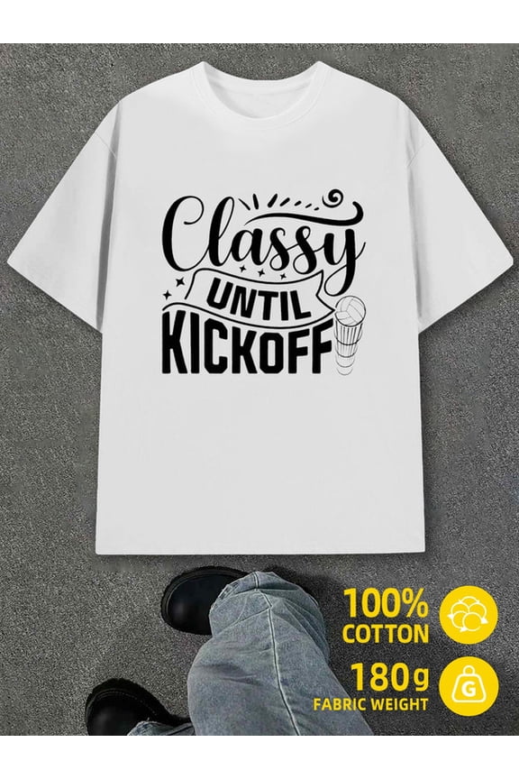 Classy Kickoff Tee men white 180G 100% Cotton All-season fitness tops,stylish athletic looks,durable activewear Retro Unisex Shirt Printed tshirts