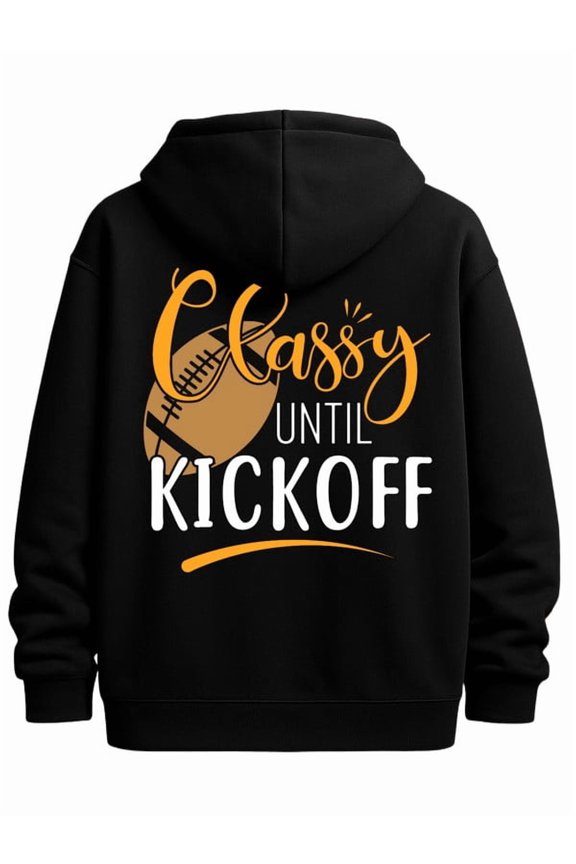Classy Kickoff sweatshirt for men machine washable black Everyday Styling Everyday & Formal Wear Regular Fit, Hooded Design, Comfortable Pullover vintage Classic Unisex hoodie