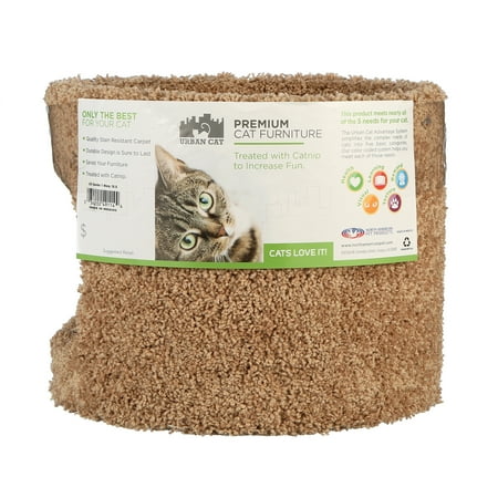 Classy Kitty Carpeted 1-Level 10.5" Cat Tree with Scratching Post, Beige