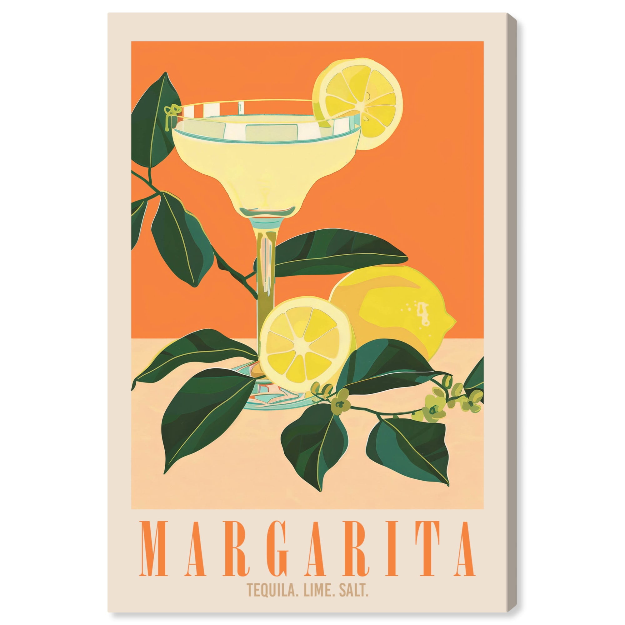Classy Margarita Orange and Green Canvas Wall Art, 10" x 15"
