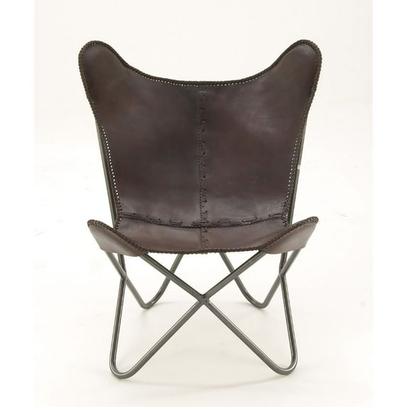 Classy Metal Real Leather Brown Chair
