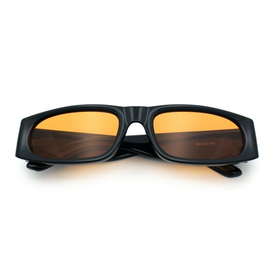 Classy Mod Narrow Rectangle Sport Plastic Dad Fashion Retro Sunglasses Black - Orange
