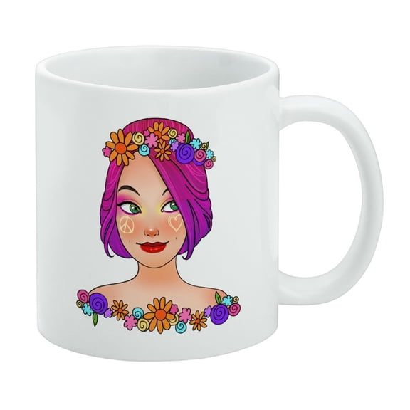 Classy Modern Day Hippie Flower Child White Mug