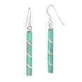 thumbnail image 1 of Classy Modern Sterling Silver Tube Simulated Green Turquoise Dangle Earrings, 1 of 5