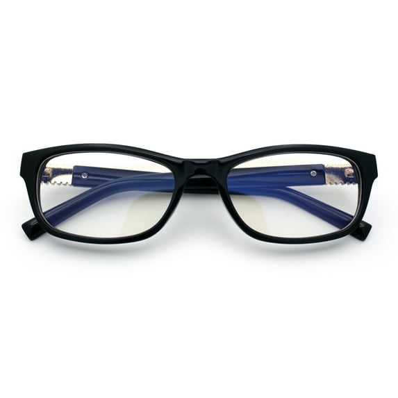 Classy Narrow Rectangle Blue Light Filter Clear Lens Computer Glasses Black