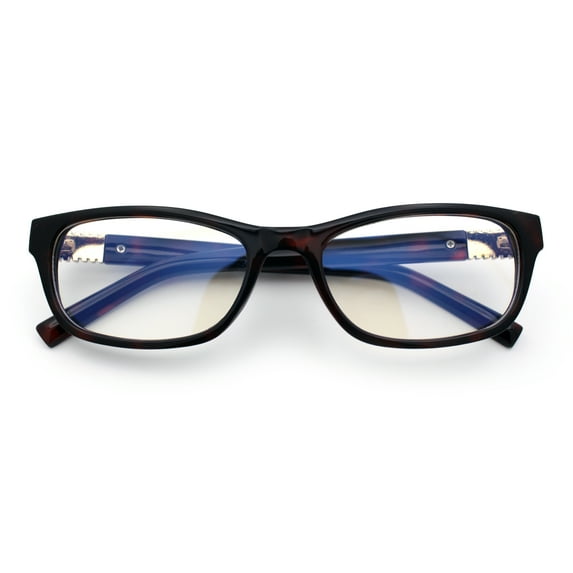 Classy Narrow Rectangle Blue Light Filter Clear Lens Computer Glasses Tortoise