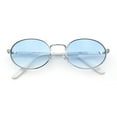 thumbnail image 1 of Classy Oval 90s Hip Hop Rapper Shade Metal Rim Retro Sunglasses Silver - Blue, 1 of 8