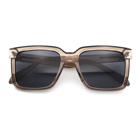 Classy Oversized Horn Rim Hipster Plastic Retro Fashion Sunglasses Slate - Black