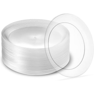 PLASTICPRO 7" Crystal Clear Plastic Plates Disposable Plates for Party, 80-Pack