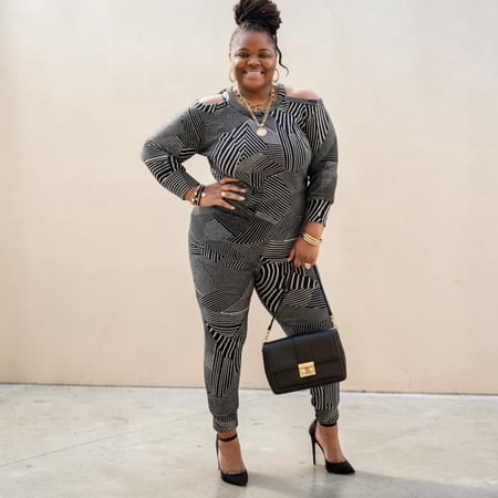 Classy Plus Size Cold Shoulder Jogger Set