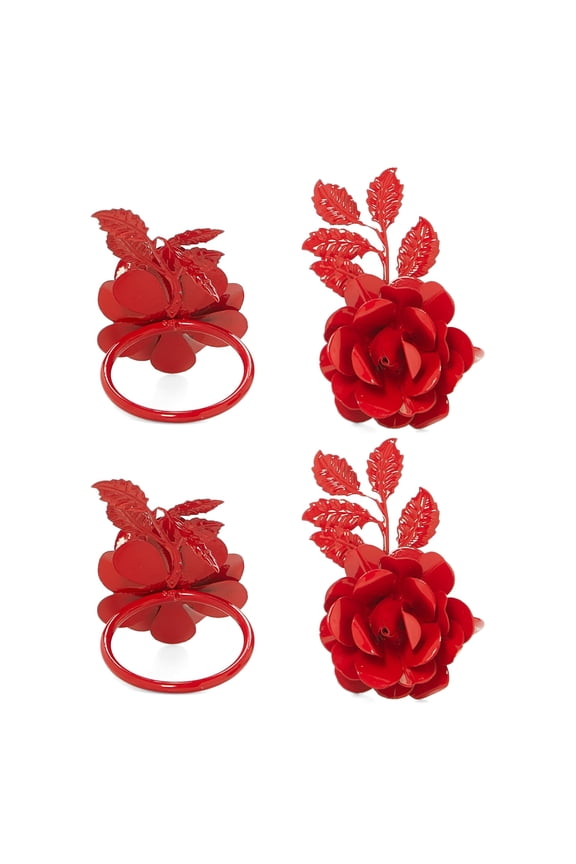 LLC Napkin Rings Set of 12 (Red Rose)