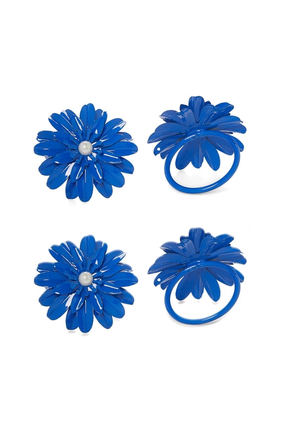 LLC VIBHSA Flower Napkin Rings Set of 8 (Blue Pearl)
