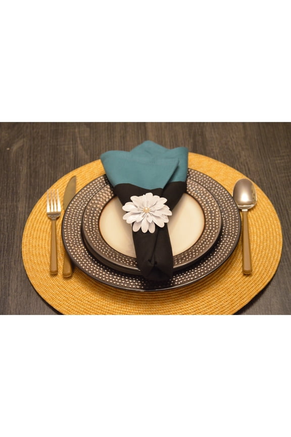 LLC VIBHSA Flower Napkin Rings Set of 8 (White Pearl)