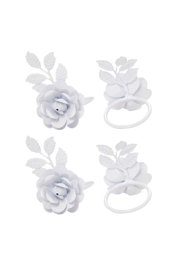 LLC VIBHSA Napkin Rings Set of 8 (White Rose)