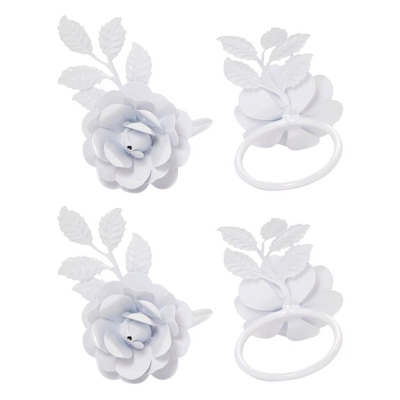 Classy R Us LLC VIBHSA Napkin Rings Set of 8 (White Rose)