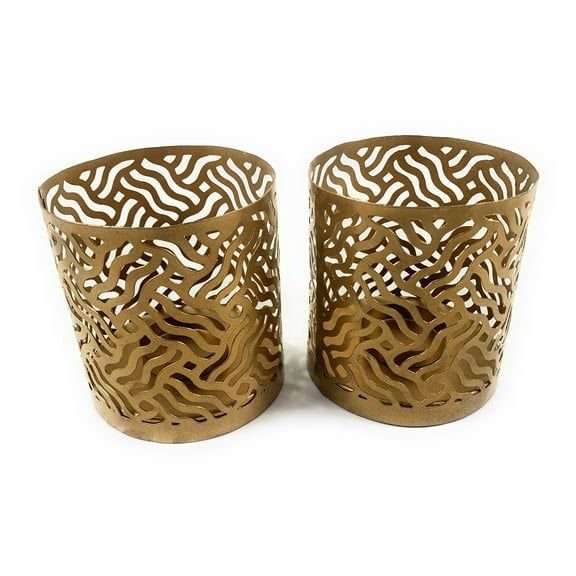 Classy R Us LLC VIBHSA Votive Candle Holders Set of 2 (Golden)