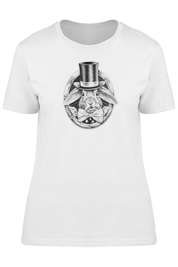 Classy Rabbit Grunge Sketch T-Shirt Women -Image by Shutterstock, Female Medium