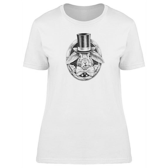 Classy Rabbit Grunge Sketch T-Shirt Women -Image by Shutterstock, Female Small