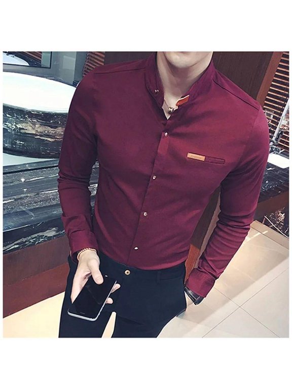 Classy Ravishing Maroon Casual Cotton Solid Men's Shirt