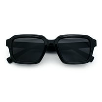 Classy Rectangle Horn Rim Minimal Fashion Retro Vintage Sunglasses All Black