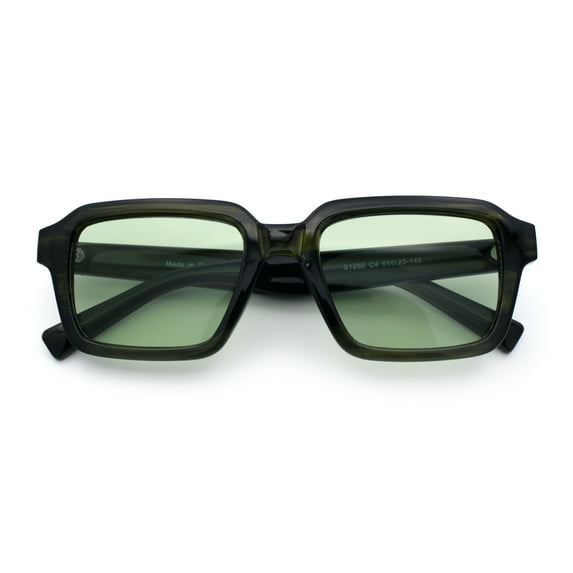 Classy Rectangle Horn Rim Minimal Fashion Retro Vintage Sunglasses All Green