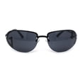 thumbnail image 1 of Classy Rimless Oval Metal Rim Luxury Gentlemanly Sunglasses All Black, 1 of 4