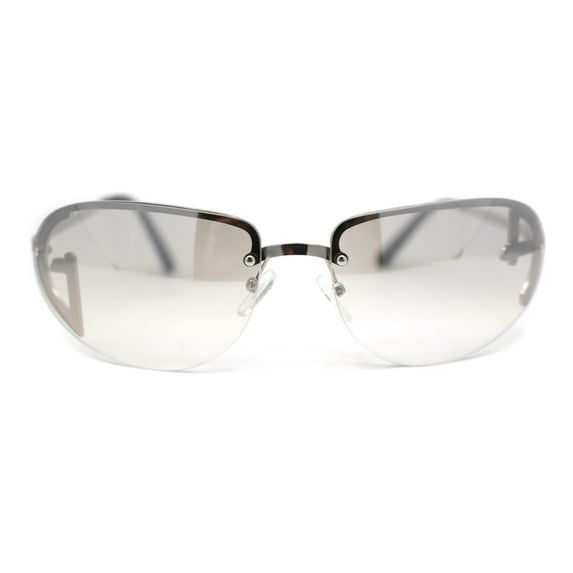 Classy Rimless Oval Metal Rim Luxury Gentlemanly Sunglasses Silver - Clear