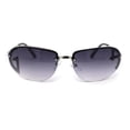 thumbnail image 1 of Classy Rimless Oval Metal Rim Luxury Gentlemanly Sunglasses Silver - Smoke, 1 of 4