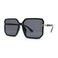 thumbnail image 1 of Classy Rimless Squared Rectangle Luxury Plastic Fashoin Sunglasses All Black, 1 of 4