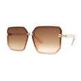 thumbnail image 1 of Classy Rimless Squared Rectangle Luxury Plastic Fashoin Sunglasses Pink - Brown, 1 of 4