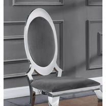 Classy Round Back Dark Gray Velvet Side Chairs with Silver Legs (Set of 2)