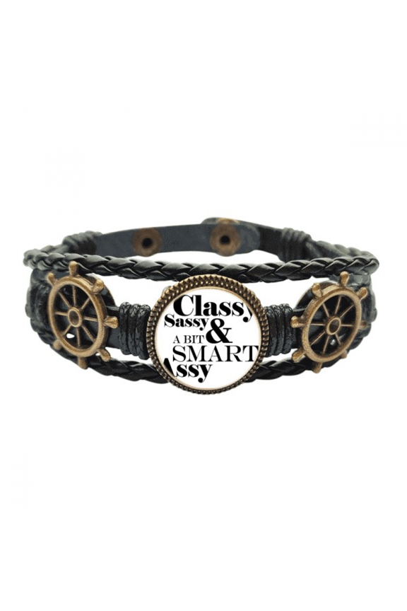 Classy Sassy & A Bit Smart Assy Quote Leather Braided Ocean Bracelet Wristband