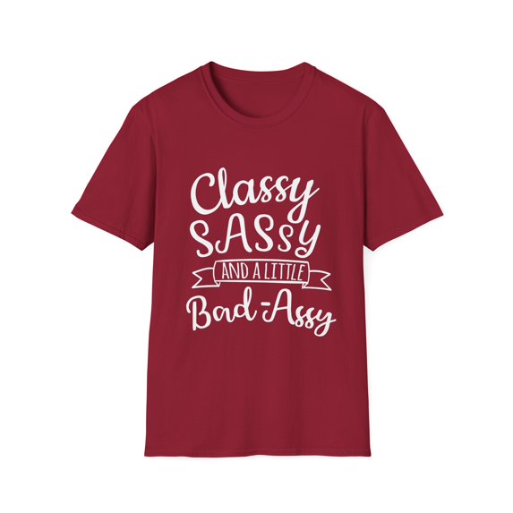 Classy Sassy And Little Bad Assy Sassy | Sassy Girl Introvert | Sarcasm | Introvert | Motivational Unisex Softstyle T-Shirt